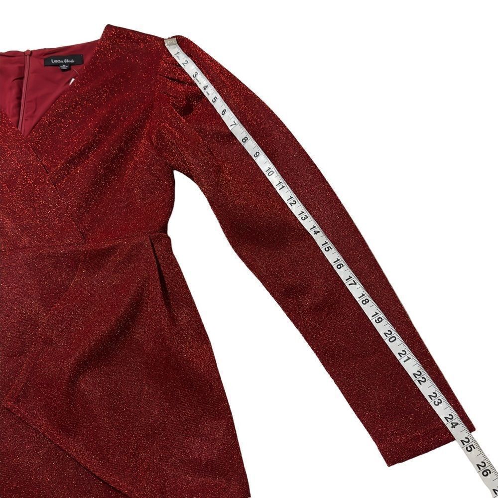 LEA & VIOLA Shimmer Overlay Dress Red MEDIUM - Picture 6 of 16